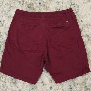 Empyre Mens Slim Chino Shorts Maroon Burgundy Size 34 Cotton Twill Skater Casual